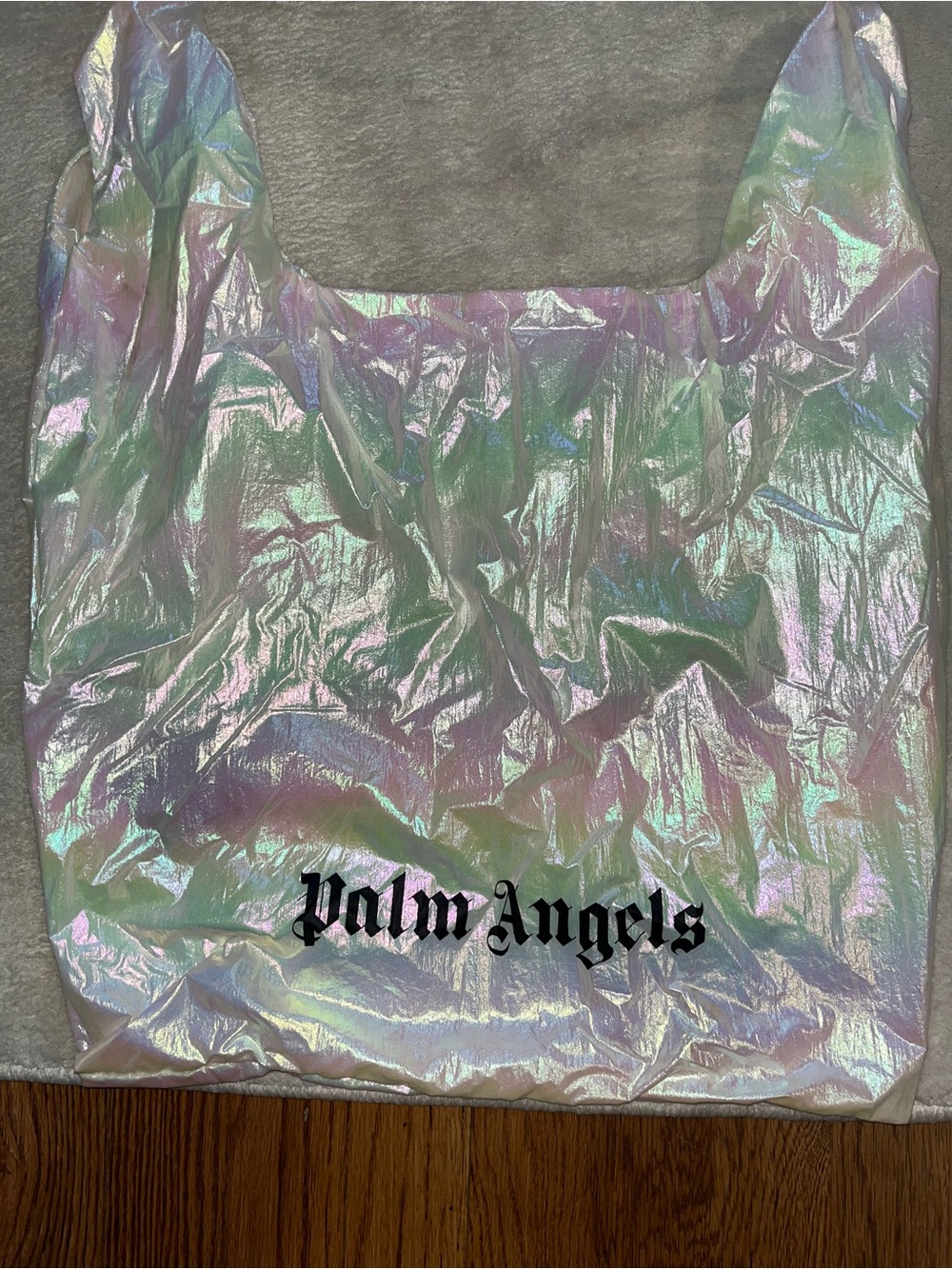 Palm Angels Iridescent Shimmer Logo Tote in Multicolor Hues